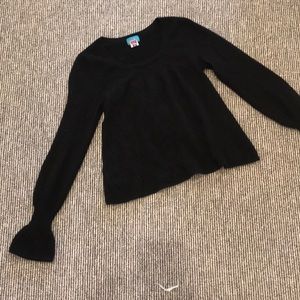 Cashmere black open back sweater